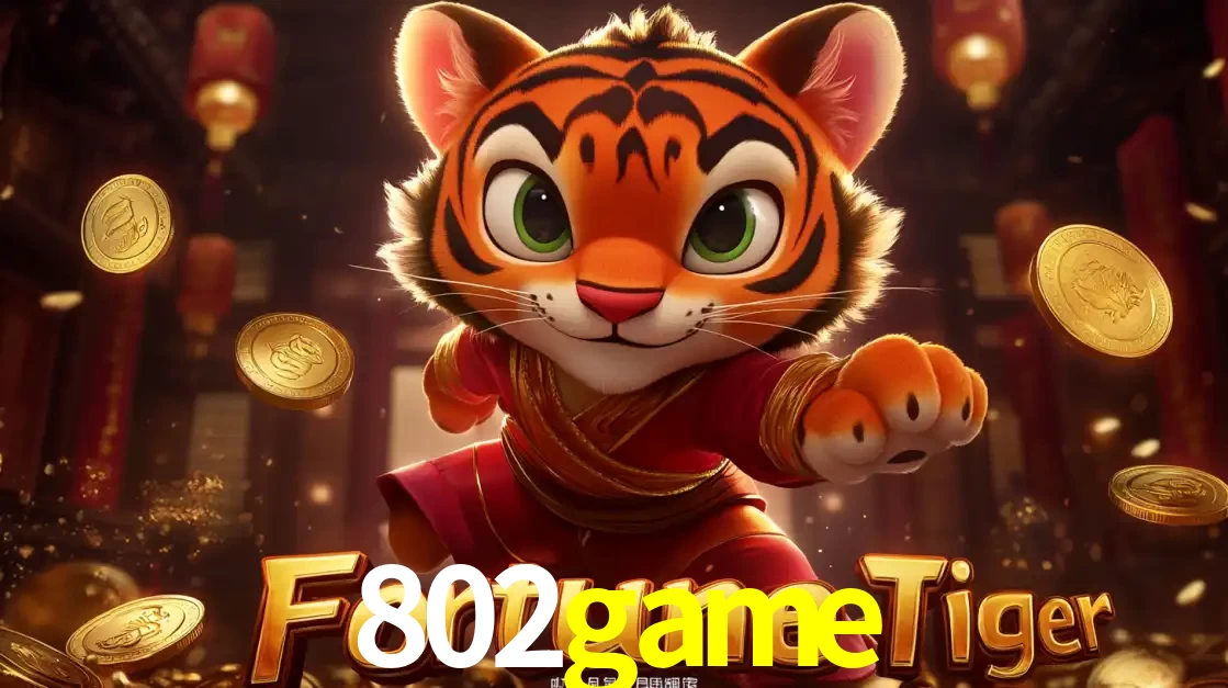 O carismático mascote do jogo de slot Fortune Tiger, um tigre fofo em pose de artes marciais, pronto para trazer sorte e multiplicadores de ganhos no cassino online 802game.