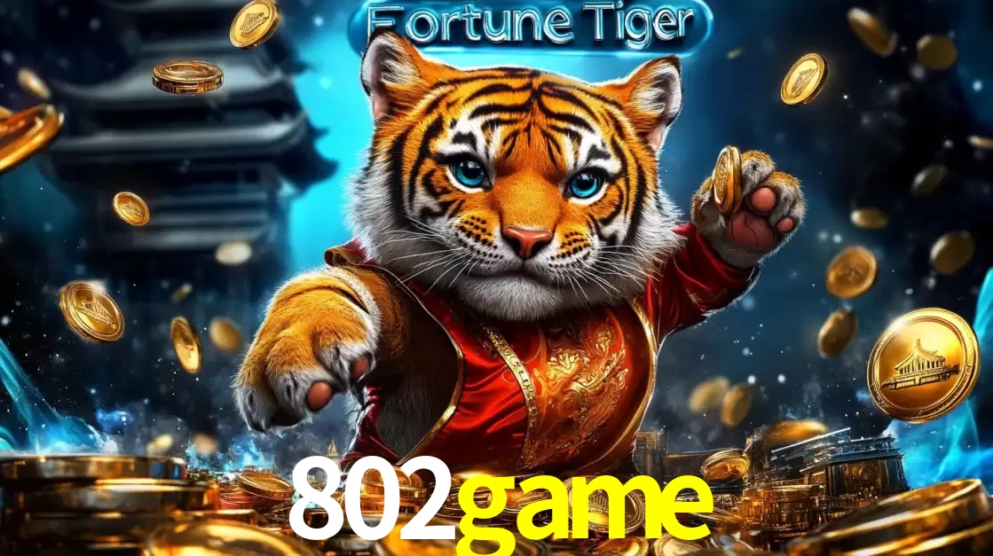Imagem promocional do jogo de slot Fortune Tiger, com um tigre majestoso em traje tradicional cercado por uma fortuna em moedas de ouro, disponível agora no cassino 802game.
