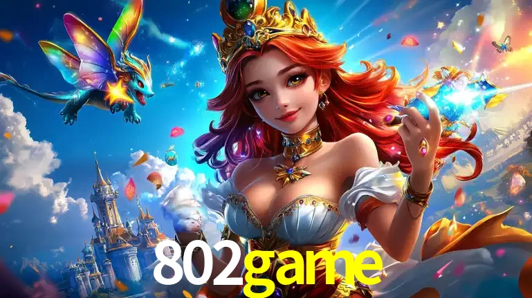 A princesa de um reino de fantasia mágico, com seu pequeno dragão, apresentando um mundo de prêmios encantados nos jogos de caça-níqueis do cassino 802game.